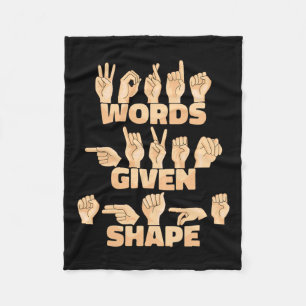 American Sign Language Words Given Shape Fleece Blanket