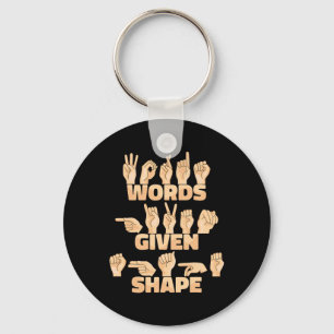 American Sign Language Words Given Shape Key Ring