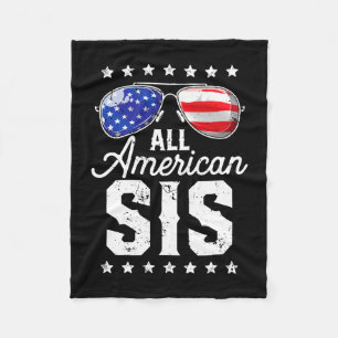 American sis 4th of july family matching fleece blanket