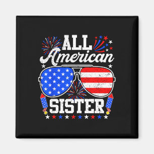 American sister 4th of july sunglasses family magnet