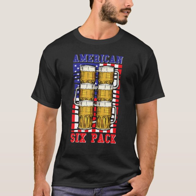 American Six Pack Us Flag  Beer T-Shirt (Front)