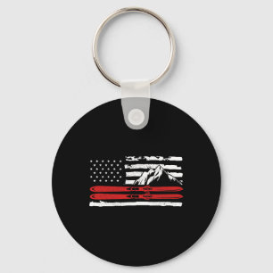 American Skiing Gift For A Skier Key Ring
