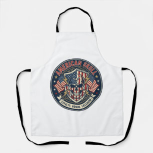American Skull Patriotic Patriotic Skull Tough Gra Apron