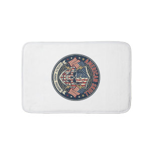 American Skull Patriotic Patriotic Skull Tough Gra Bath Mat