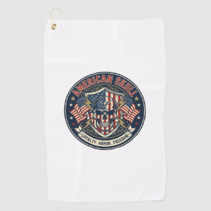 American Skull Patriotic Patriotic Skull Tough Gra Golf Towel