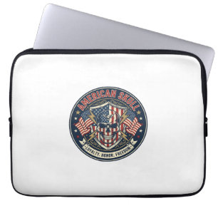 American Skull Patriotic Patriotic Skull Tough Gra Laptop Sleeve