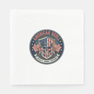 American Skull Patriotic Patriotic Skull Tough Gra Napkin