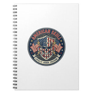 American Skull Patriotic Patriotic Skull Tough Gra Notebook