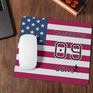 American Soccer Athlete Personalised Stars Stripes Mouse Pad