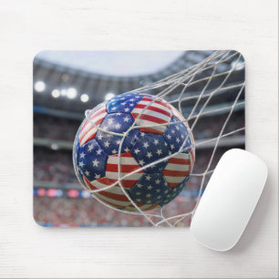 American Soccer Ball in the Net Mouse Pad