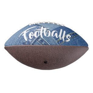 American soccer ball with blue jeans texture