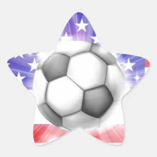American soccer heart flag star sticker