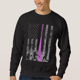 American Softball Flag - Players and Pink Bat Sweatshirt