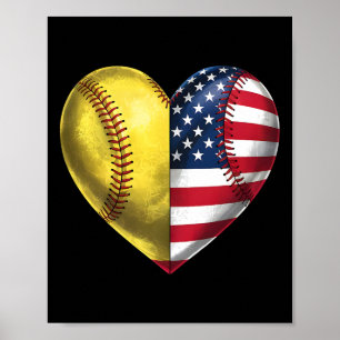 American Softll Heart Usa Flag 4th Of July Softll Poster