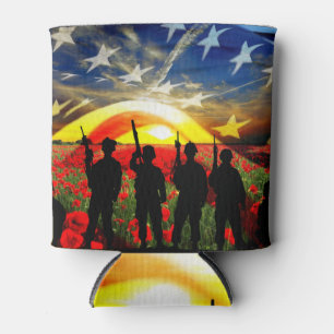 American Soldier American Flag In Honour Can Cooler