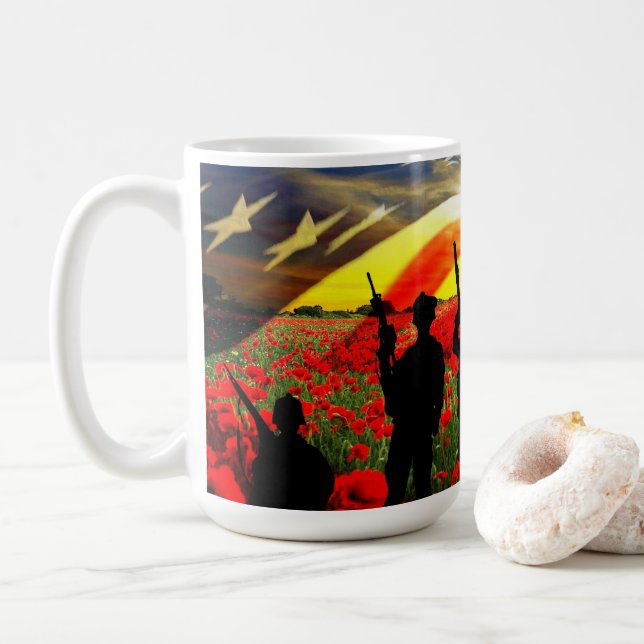 American Soldier American Flag In Honour Coffee Mug (With Donut)