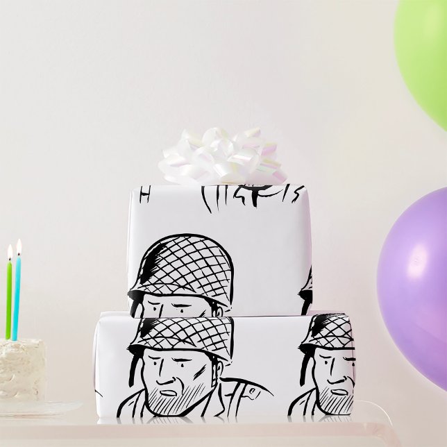 American Soldier Illustration Wrapping Paper (Creator Uploaded)