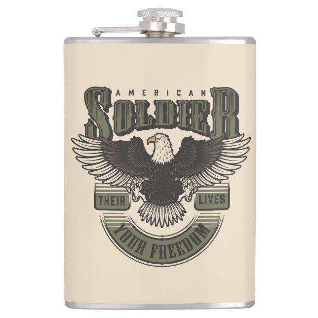 American Soldier Quote Hip Flask (Front)