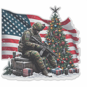 American Soldier Usa Flag Christmas tree Art