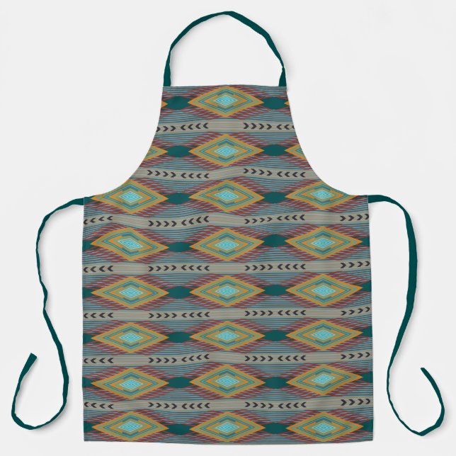 American Southwest Patterned Art And Earthy Colors Apron (Front)