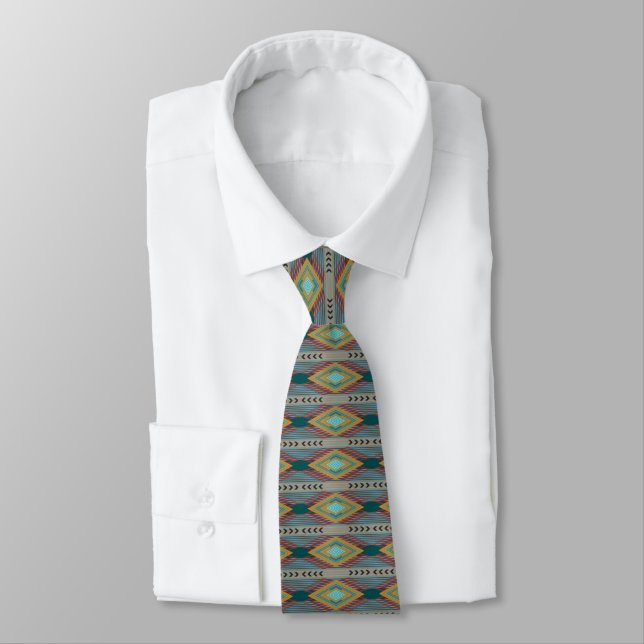 American Southwest Patterned Art And Earthy Colors Tie (Tied)