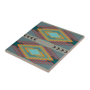 American Southwest Patterned Art And Earthy Colour Ceramic Tile