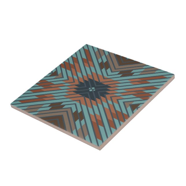 American Southwest Tribal Patterned Art And Colors Ceramic Tile (Side)