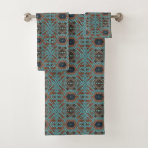 American Southwest Tribal Patterned Art And Colour Bath Towel Set