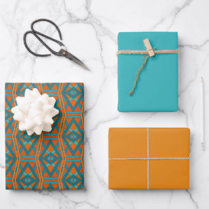 American Southwestern Style Pattern And Colors Art Wrapping Paper Sheet