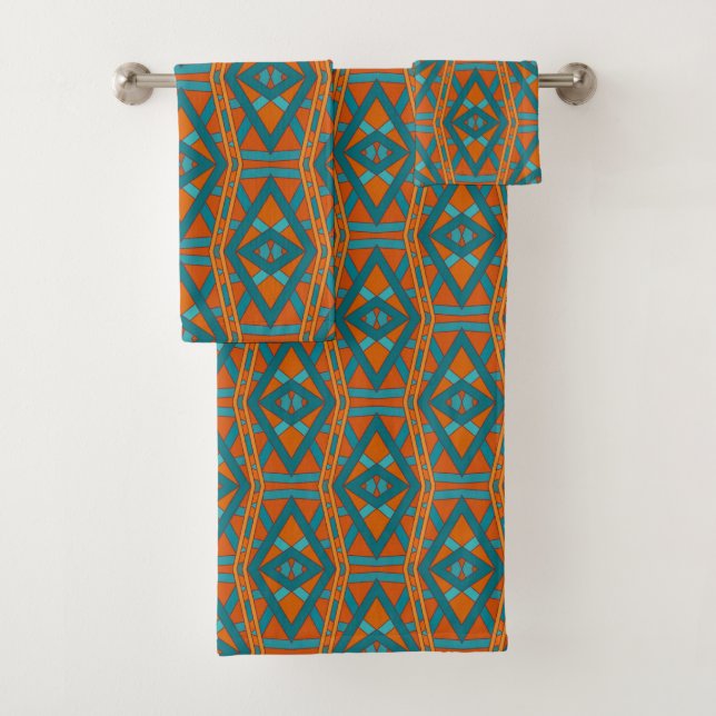 American Southwestern Style Pattern And Colours Ar Bath Towel Set (Insitu)