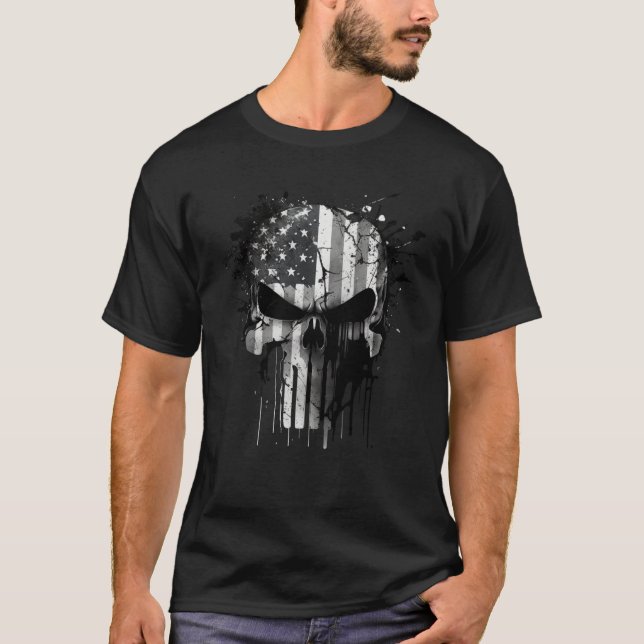 American Spartan Reaper Themed USA Flag National P T-Shirt (Front)