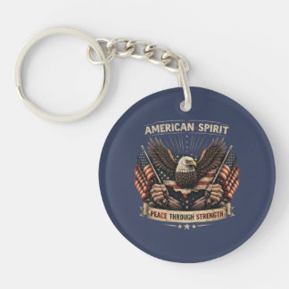 American Spirit Eagle Patriotic USA Flag Peace Thr Key Ring