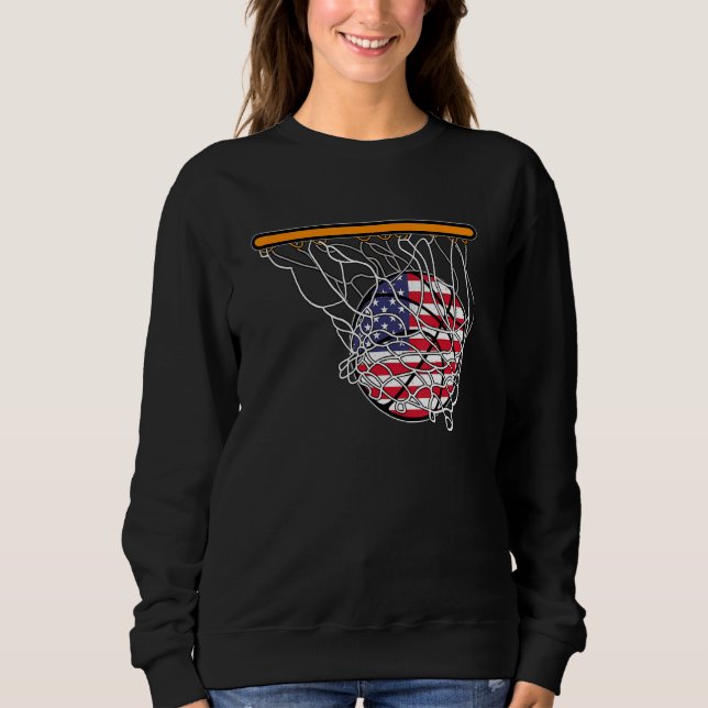 American Sport Basketball Basket Ball USA Flag 4th Sweatshirt (Front)