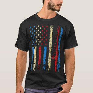 American Sports Flag 4th Of July Athletic Fishing T-Shirt