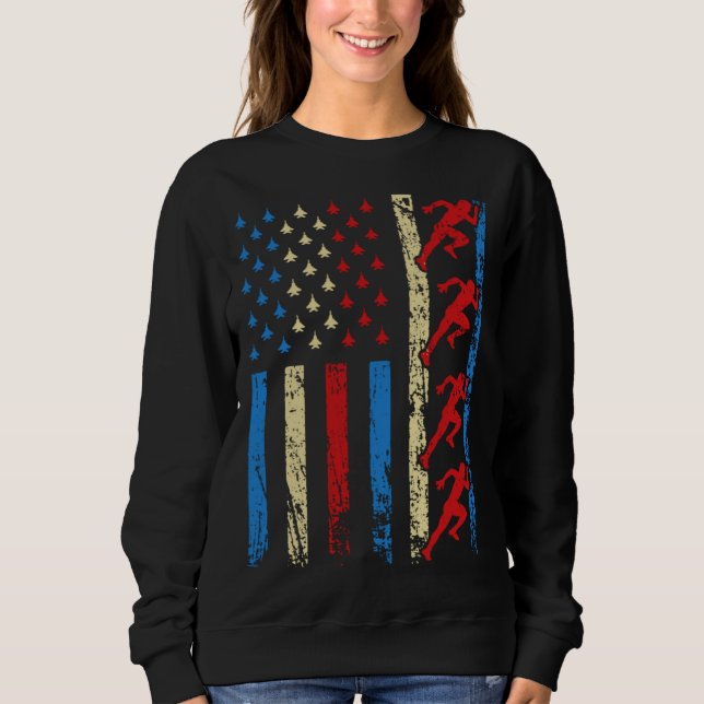 American Sports Flag 4th Of July Track And Field A Sweatshirt (Front)