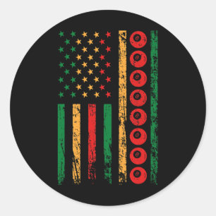 American Sports Flag Black History Month Billiards Classic Round Sticker