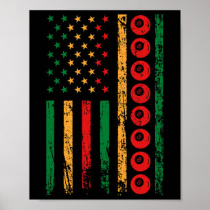 American Sports Flag Black History Month Billiards Poster