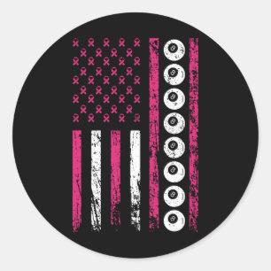 American Sports Flag Breast Cancer Awareness Billi Classic Round Sticker