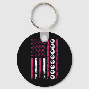 American Sports Flag Breast Cancer Awareness Billi Key Ring