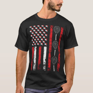 American Sports Flag Christmas Tennis Racket Athle T-Shirt