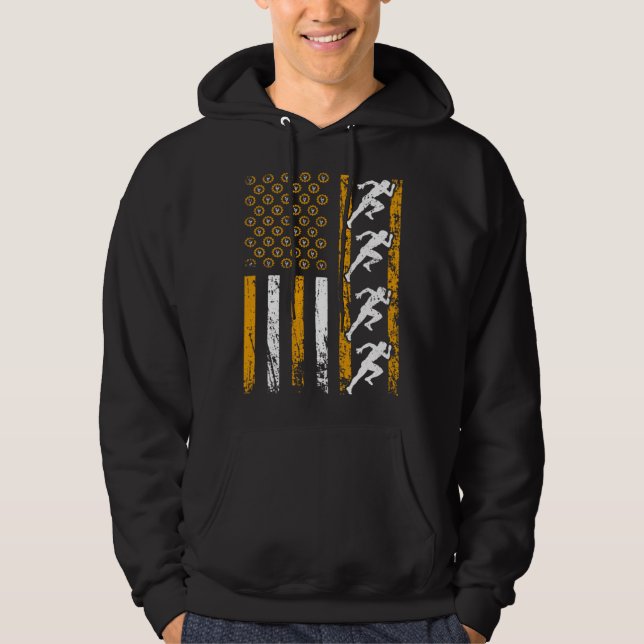 American Sports Flag Construction Track And Field Hoodie (Front)