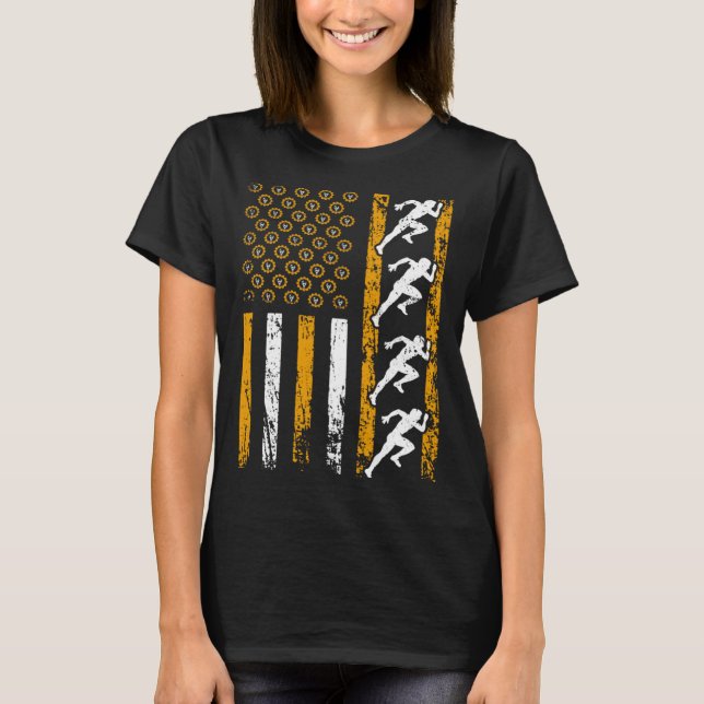 American Sports Flag Construction Track And Field T-Shirt (Front)