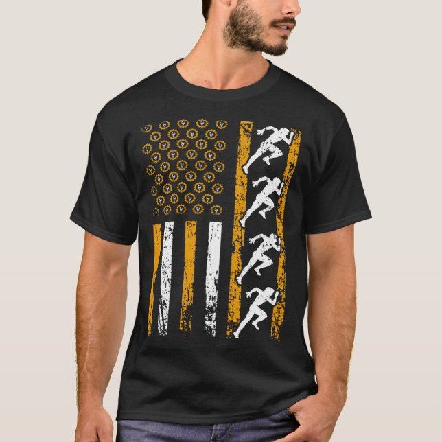 American Sports Flag Construction Track And Field T-Shirt (Front)