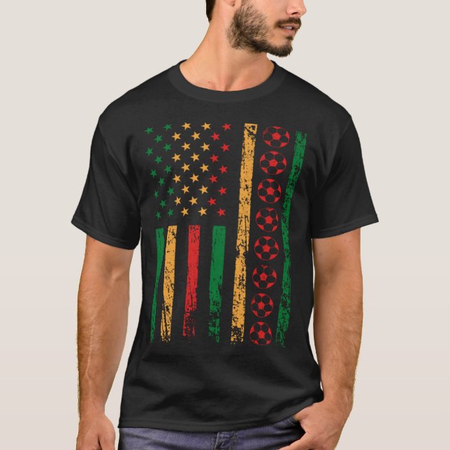 American Sports Flag Football Black History Month  T-Shirt (Front)