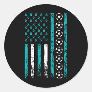 American Sports Flag Football Stress Awareness Mon Classic Round Sticker