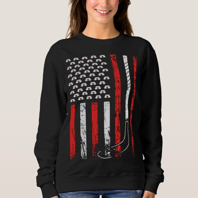 American Sports Flag National Nurses Day Ice Hocke Sweatshirt (Front)