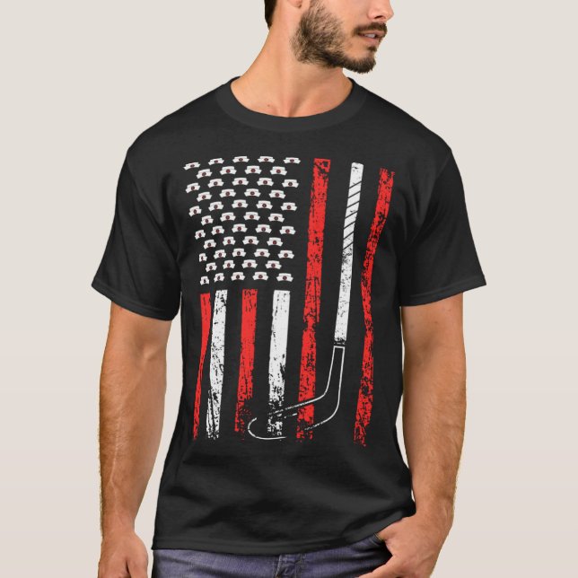 American Sports Flag National Nurses Day Ice Hocke T-Shirt (Front)