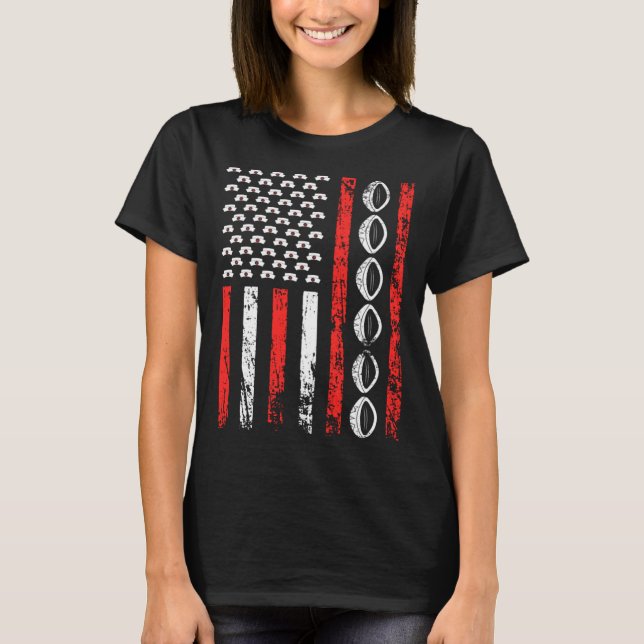 American Sports Flag National Nurses Day Rugby Foo T-Shirt (Front)