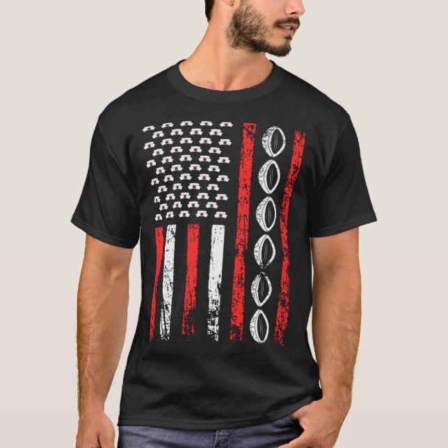American Sports Flag National Nurses Day Rugby Foo T-Shirt (Front)