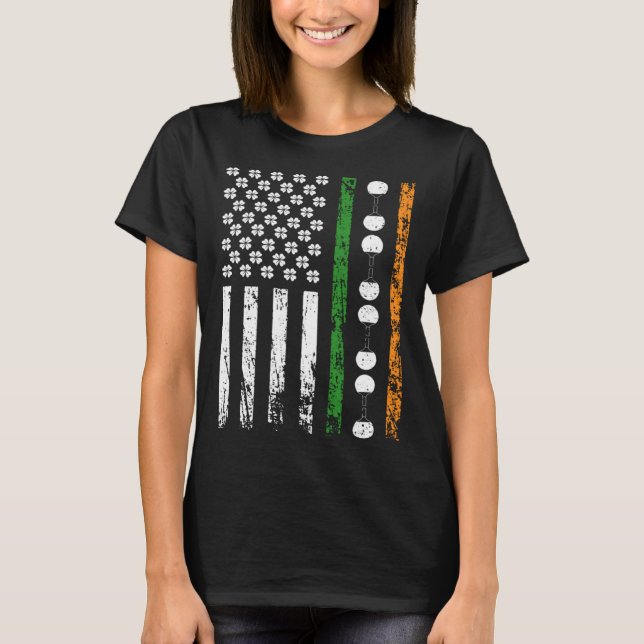 American Sports Flag St Patrick's Day Table Tennis T-Shirt (Front)